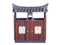 A-A301新款钢木垃圾桶|屋顶式钢木垃圾桶