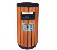 A-1601圆桶型钢木垃圾桶|园林垃圾桶