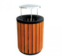 A-1605圆桶钢木垃圾桶|环保钢木垃圾桶
