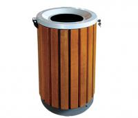 A-1604单桶钢木垃圾桶|景区钢木垃圾桶