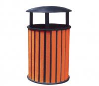 A-1606圆柱形木垃圾桶|耐腐蚀钢木垃圾桶
