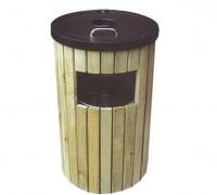 RK-2803木桩式钢木垃圾桶|圆顶钢木垃圾桶